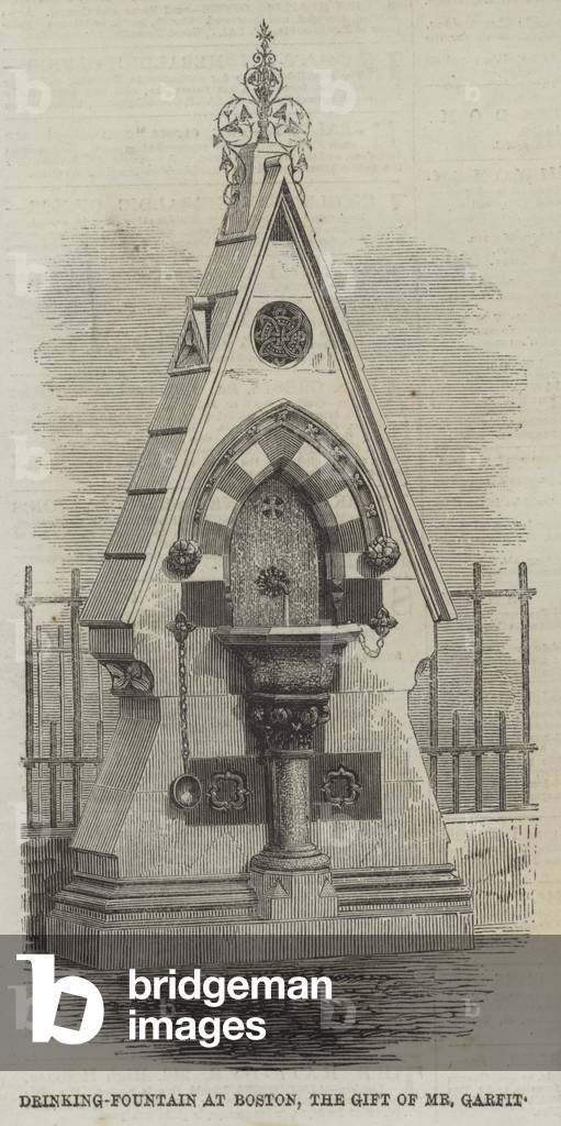 Drinking-Fountain at Boston, the Gift of Mr Garfit (engraving)