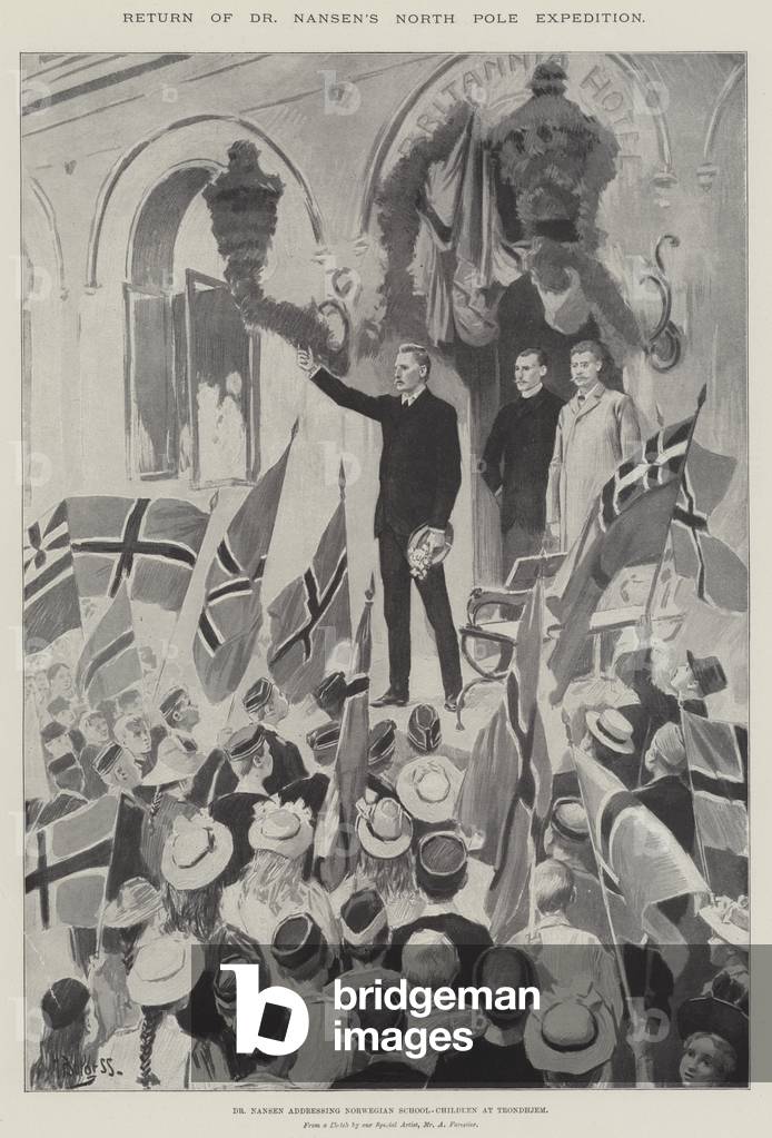 Return of Dr Nansen's North Pole Expedition (engraving)