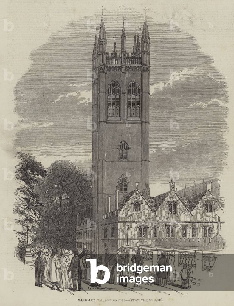 Magdalen College, Oxford, from the Bridge (engraving)