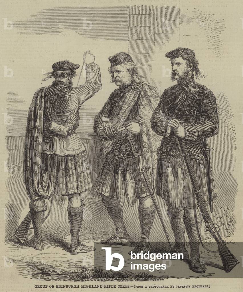 Group of Edinburgh Highland Rifle Corps (engraving)