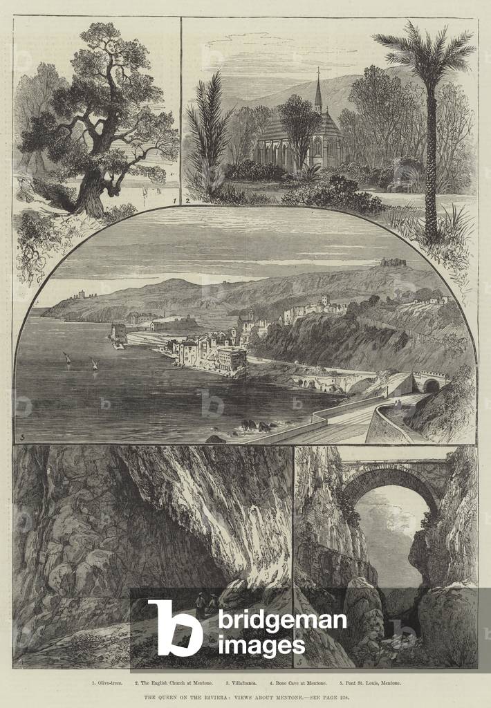 The Queen on the Riviera, Views about Mentone (engraving)