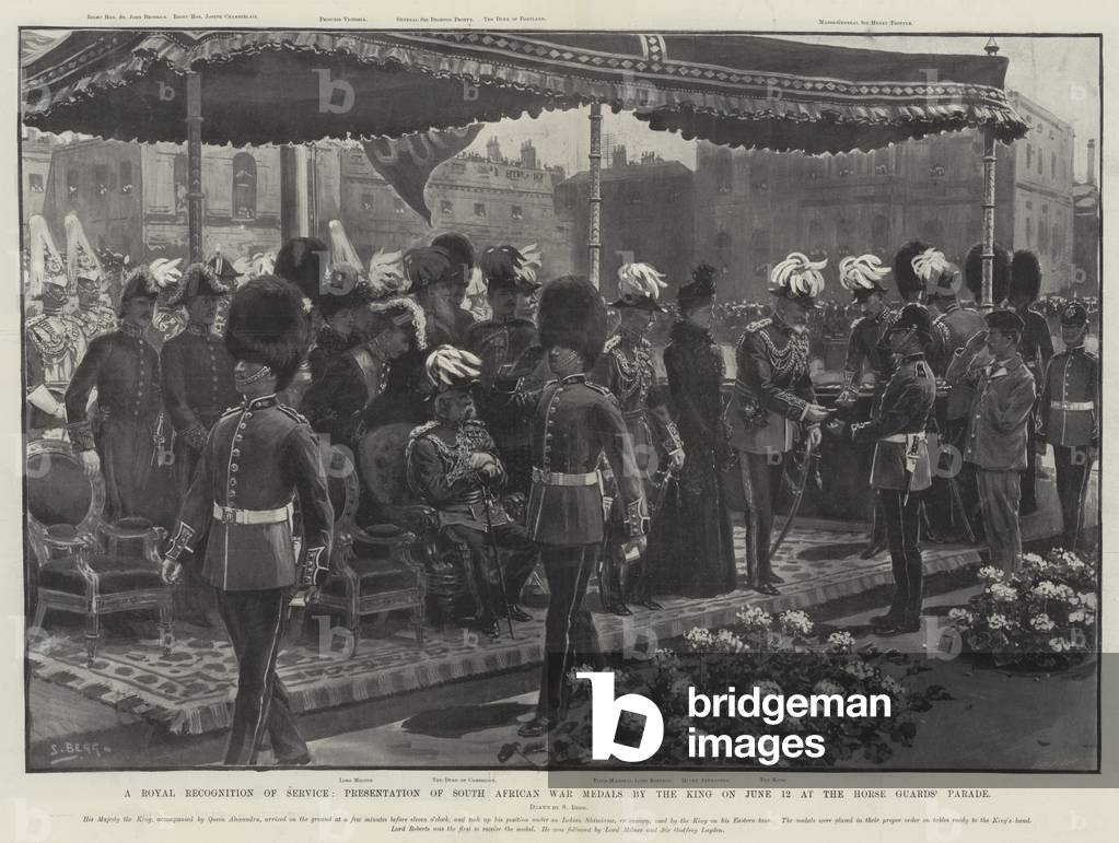 A Royal Recognition of Service, Presentation of South African War Medals by the King on 12 June at the Horse Guards' Parade (litho)