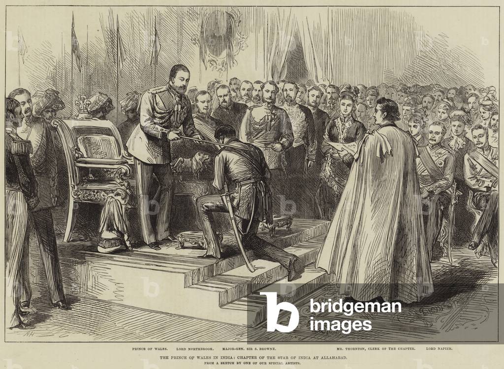 The Prince of Wales in India, Chapter of the Star of India at Allahabad (engraving)