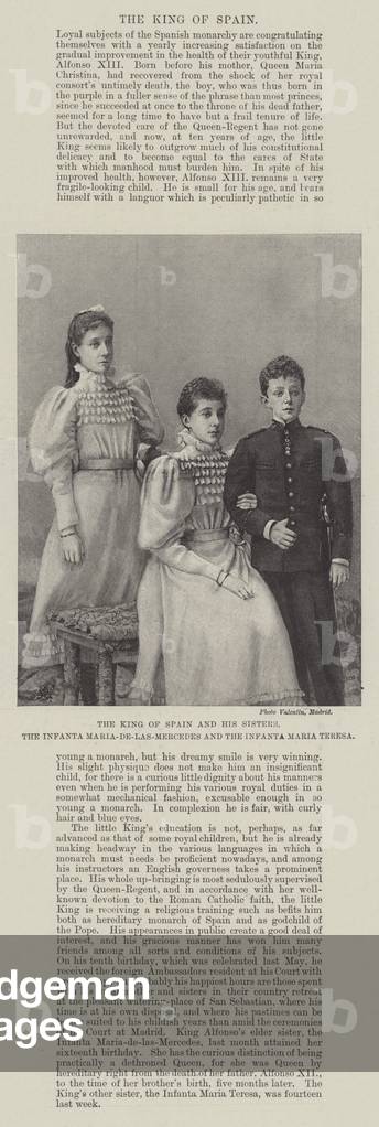 The King of Spain and his Sisters, the Infanta Maria-de-las-Mercedes and the Infanta Maria Teresa (engraving)