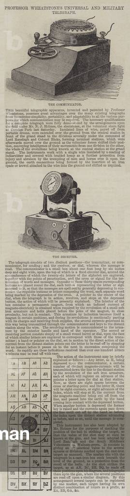 Professor Wheatstone's Universal and Military Telegraph (engraving)