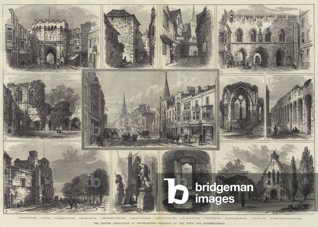 The British Association at Southampton, Sketches of the Town and Neighbourhood (engraving)