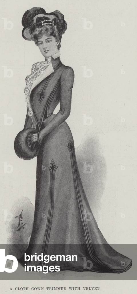A Cloth Gown trimmed with Velvet (litho)
