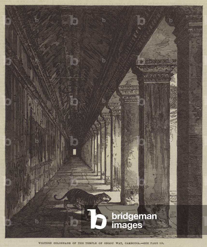 Western Colonnade of the Temple of Ongou Wat, Cambodia (engraving)