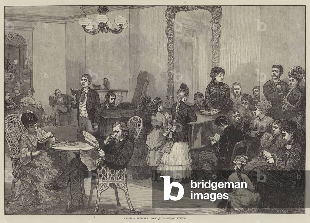 American Sketches, Hotel Life, Sunday Evening (engraving)