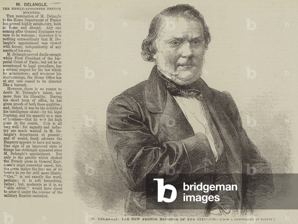 M Delangle, the New French Minister of the Interior (engraving)