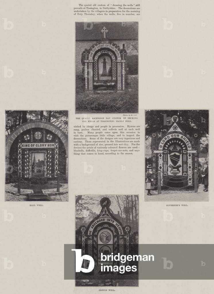 Decking the Wells at Tissington (b/w photo)