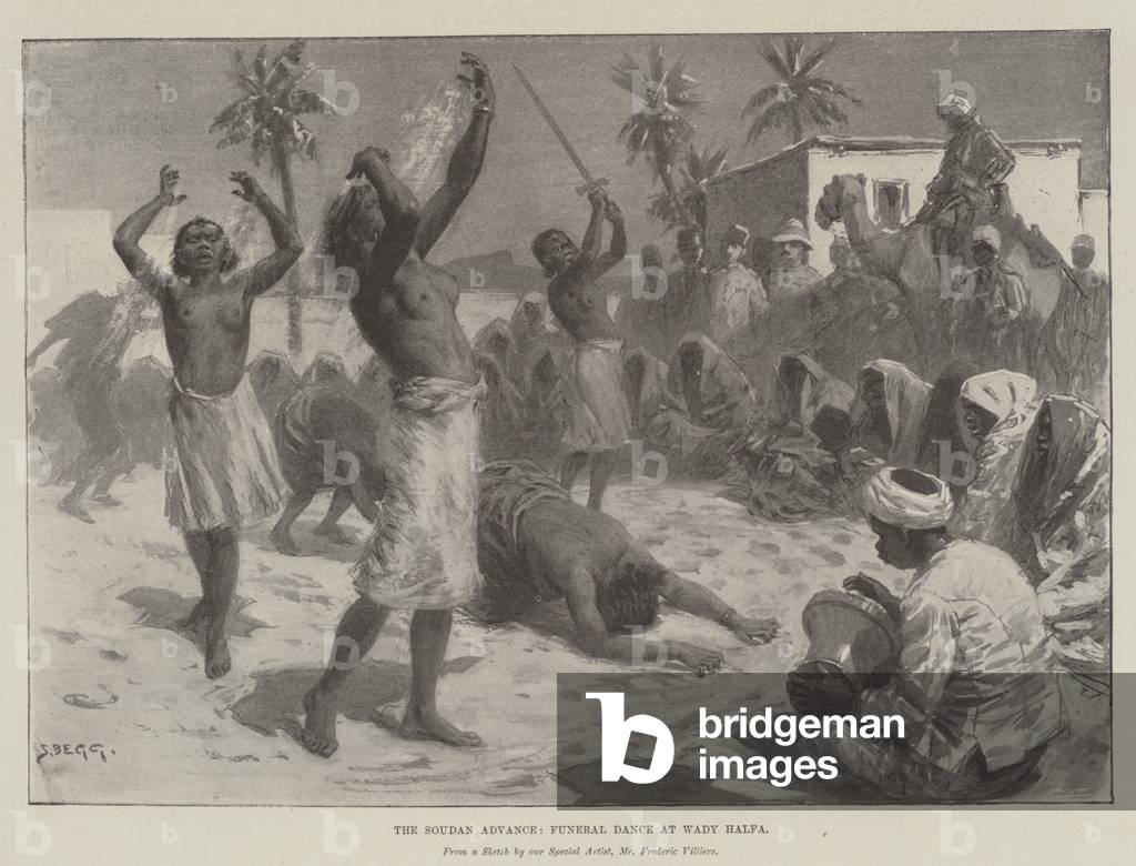 The Soudan Advance, Funeral Dance at Wady Halfa (litho)