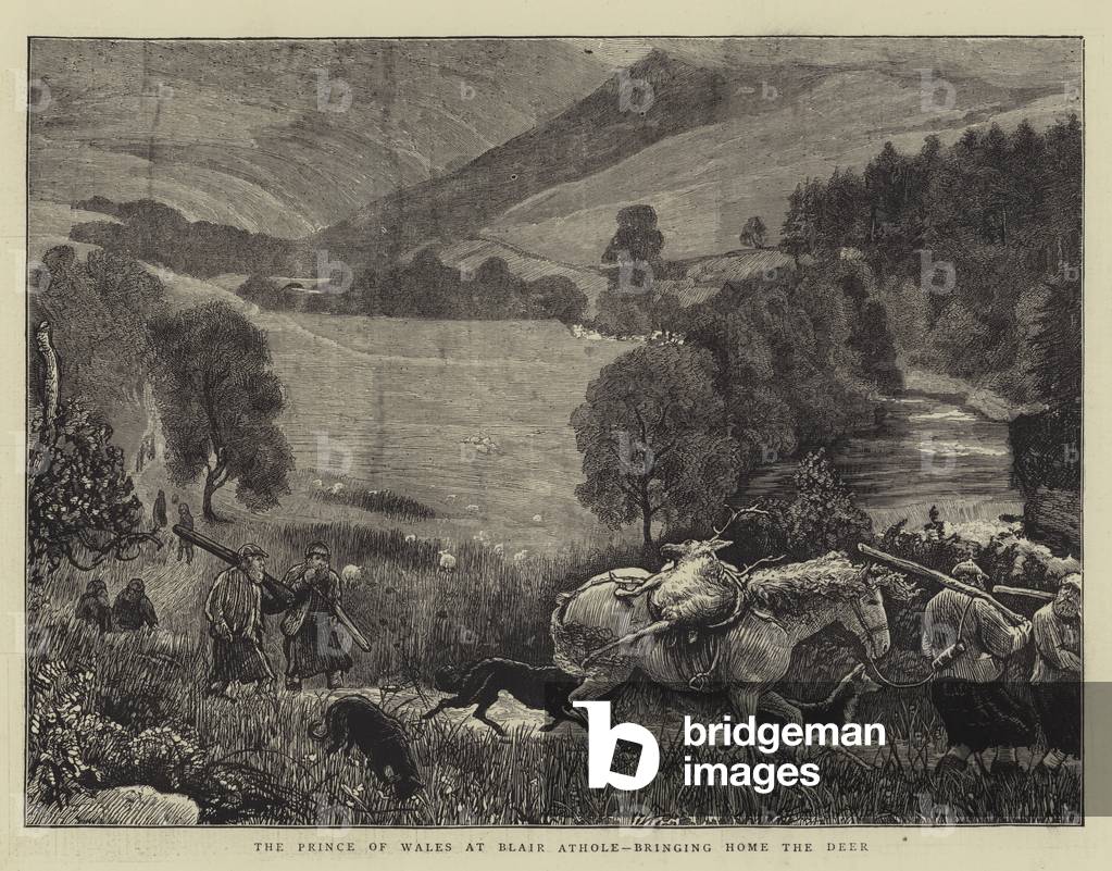 The Prince of Wales at Blair Athole, bringing Home the Deer (engraving)