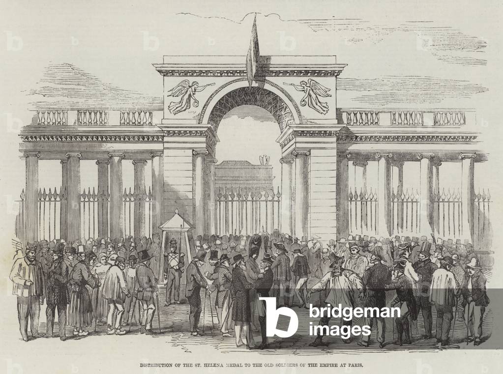 Distribution of the St Helena Medal to the Old Soldiers of the Empire at Paris (engraving)