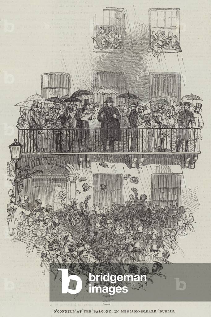 O'Connell at the Balcony, in Merrion-Square, Dublin (engraving)