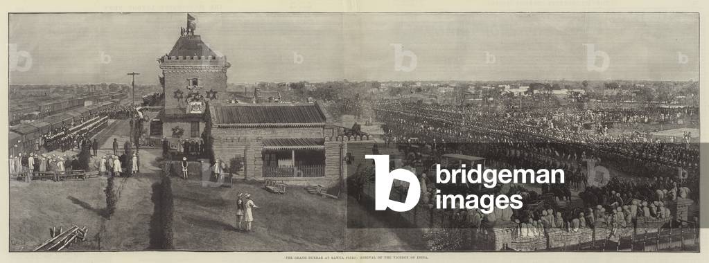 The Grand Durbar at Rawul Pindi, Arrival of the Viceroy of India (engraving)