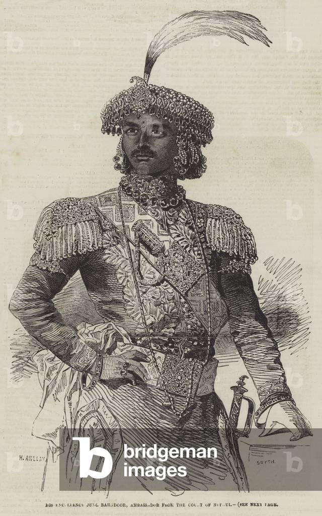 His Excellency Jung Bahadoor, Ambassador from the Court of Nepaul (engraving)