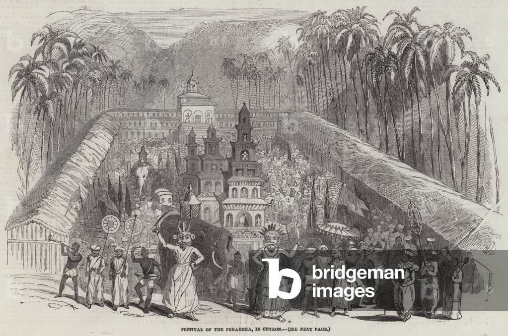 Festival of the Perahera, in Ceylon (engraving)