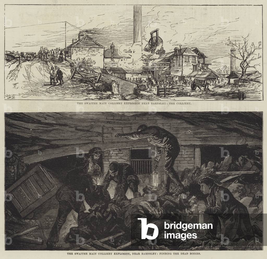 The Swaithe Main Colliery Explosion (engraving)
