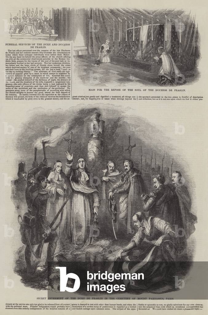 Funeral Services of the Duke and Duchess de Praslin (engraving)