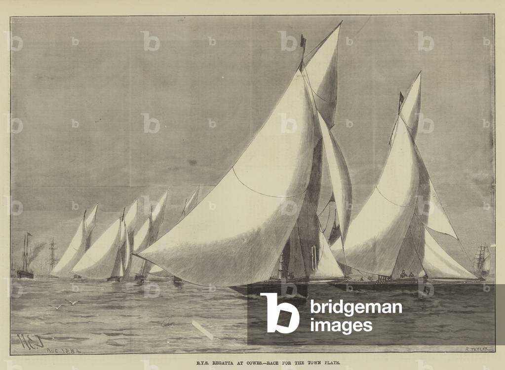 Royal Yacht Squadron Regatta at Cowes, Race for the Town Plate (engraving)