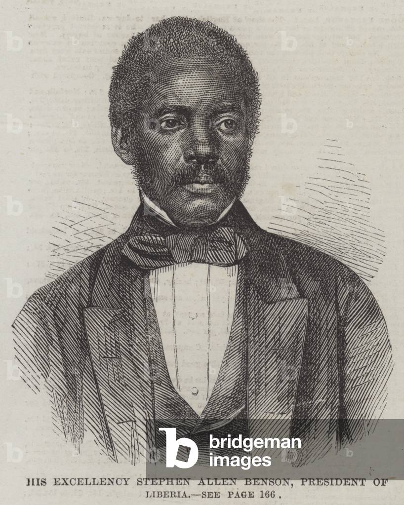 His Excellency Stephen Allen Benson, President of Liberia (engraving)