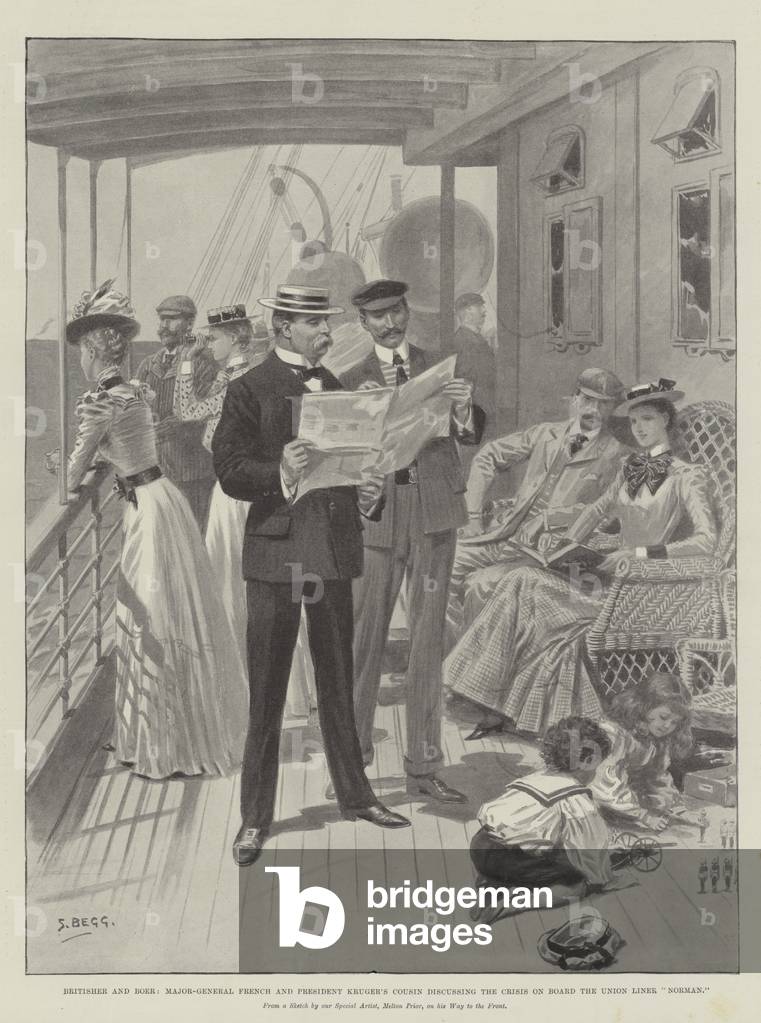 Britisher and Boer, Major-General French and President Kruger's Cousin discussing the Crisis on Board the Union Liner 