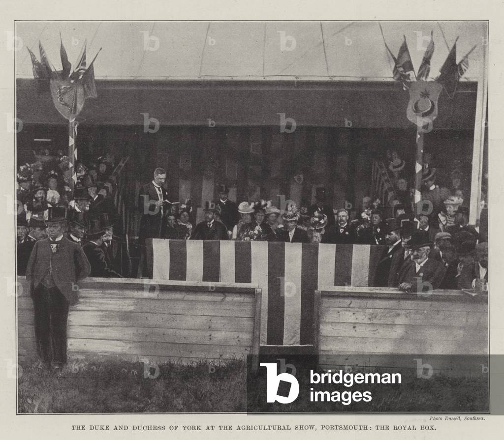 The Duke and Duchess of York at the Agricultural Show, Portsmouth, the Royal Box (b/w photo)