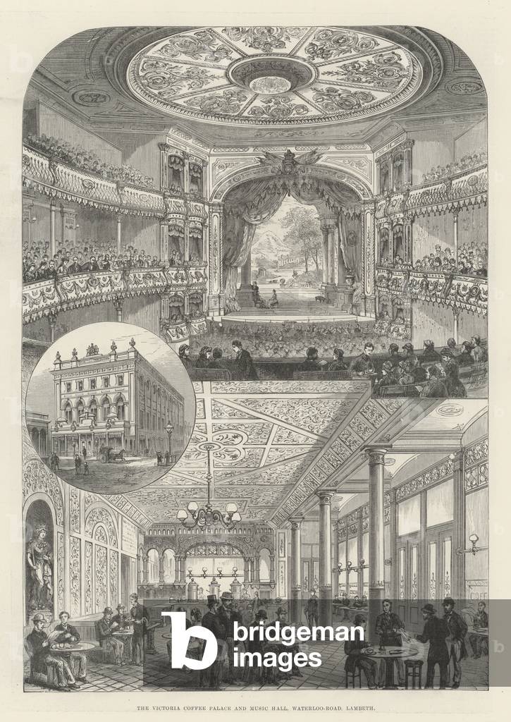 The Victoria Coffee Palace and Music Hall, Waterloo-Road, Lambeth (engraving)