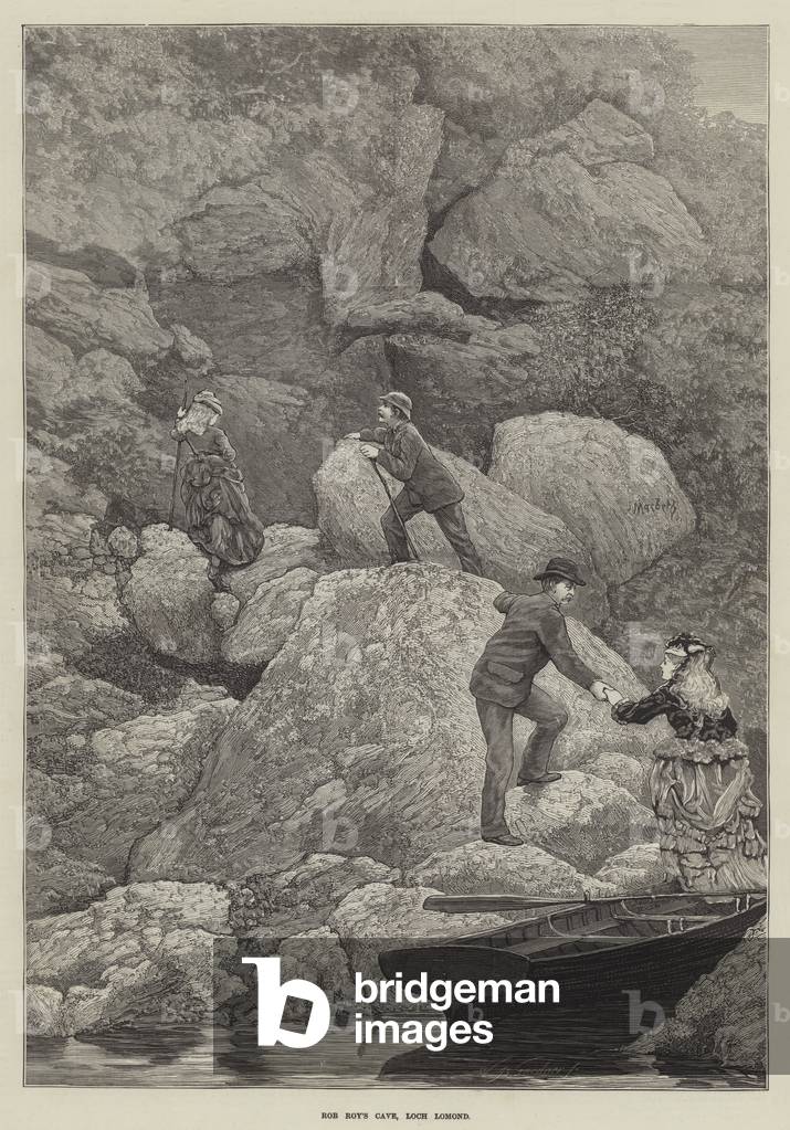 Rob Roy's Cave, Loch Lomond (engraving)