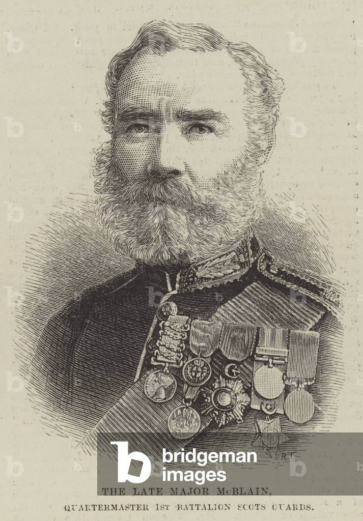 The late Major McBlain, Quartermaster 1st Battalion Scots Guards (engraving)