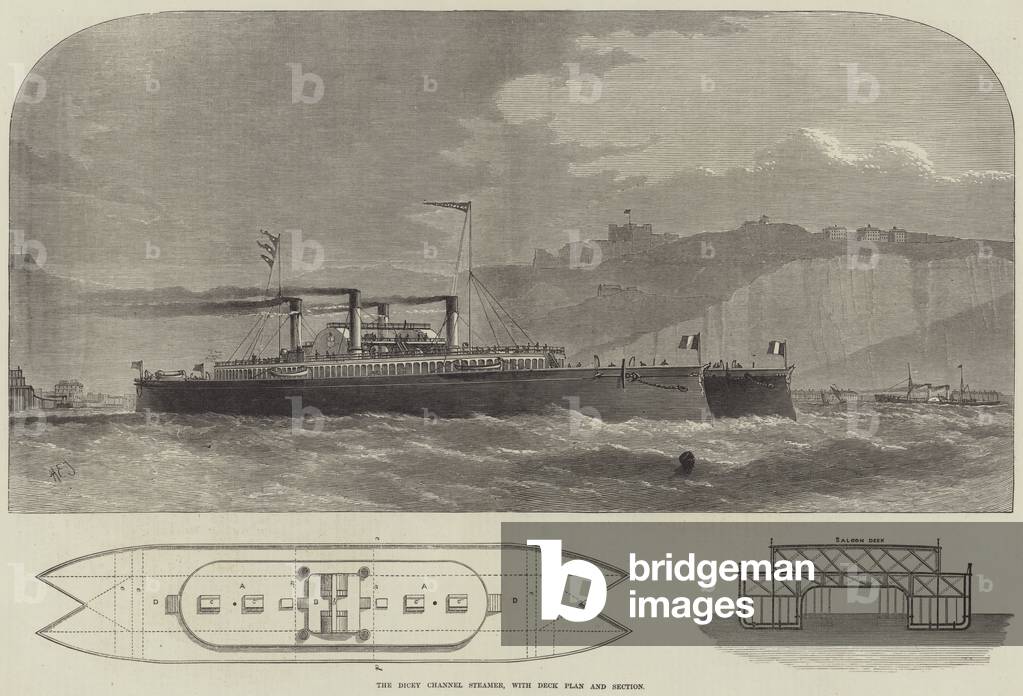 The Dicey Channel Steamer, with Deck Plan and Section (engraving)