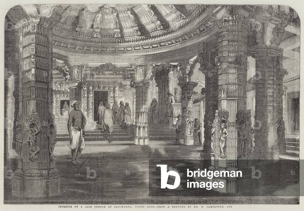 Interior of a Jain Temple at Dailwarra, Mount Aboo (engraving)