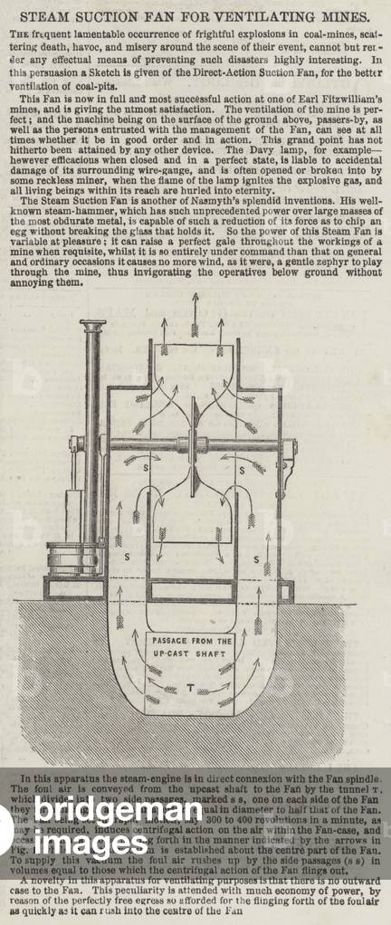 Steam Suction Fan for Ventilating Mines (engraving)