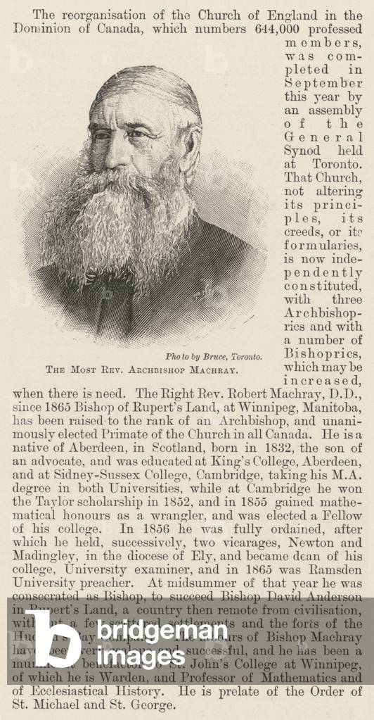 The Most Reverend Archbishop Machray (engraving)