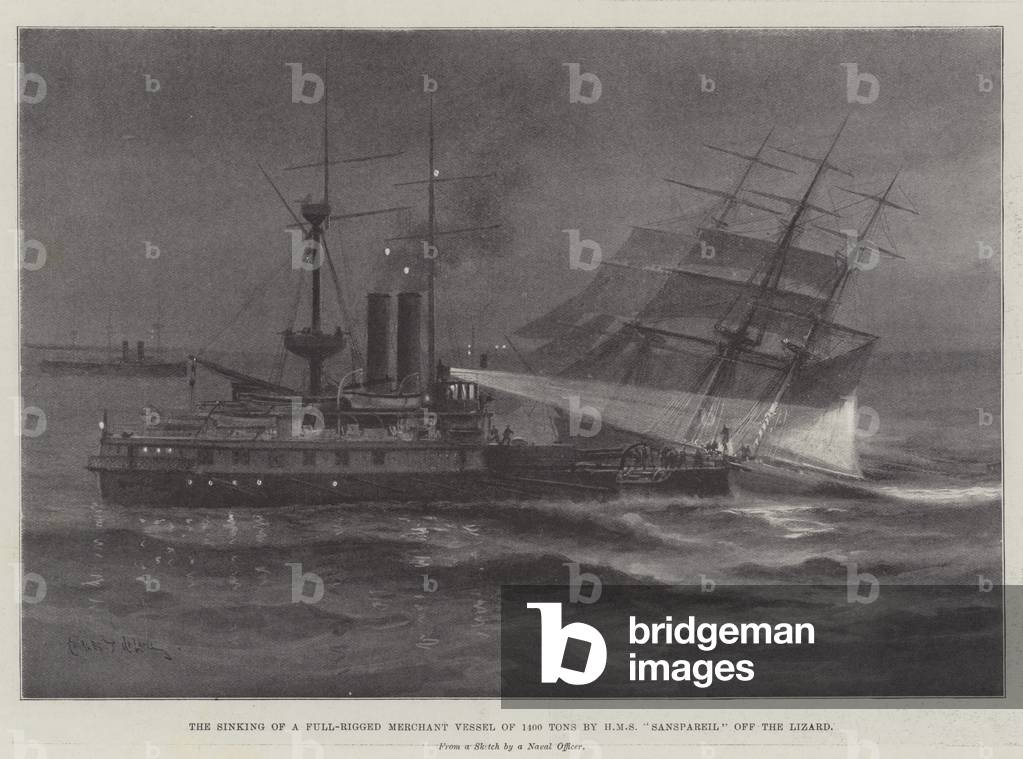 The Sinking of a Full-Rigged Merchant Vessel of 1400 Tons by HMS 
