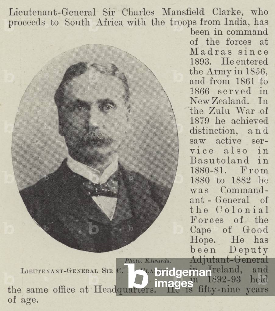 Lieutenant-General Sir C M Clarke (b/w photo)