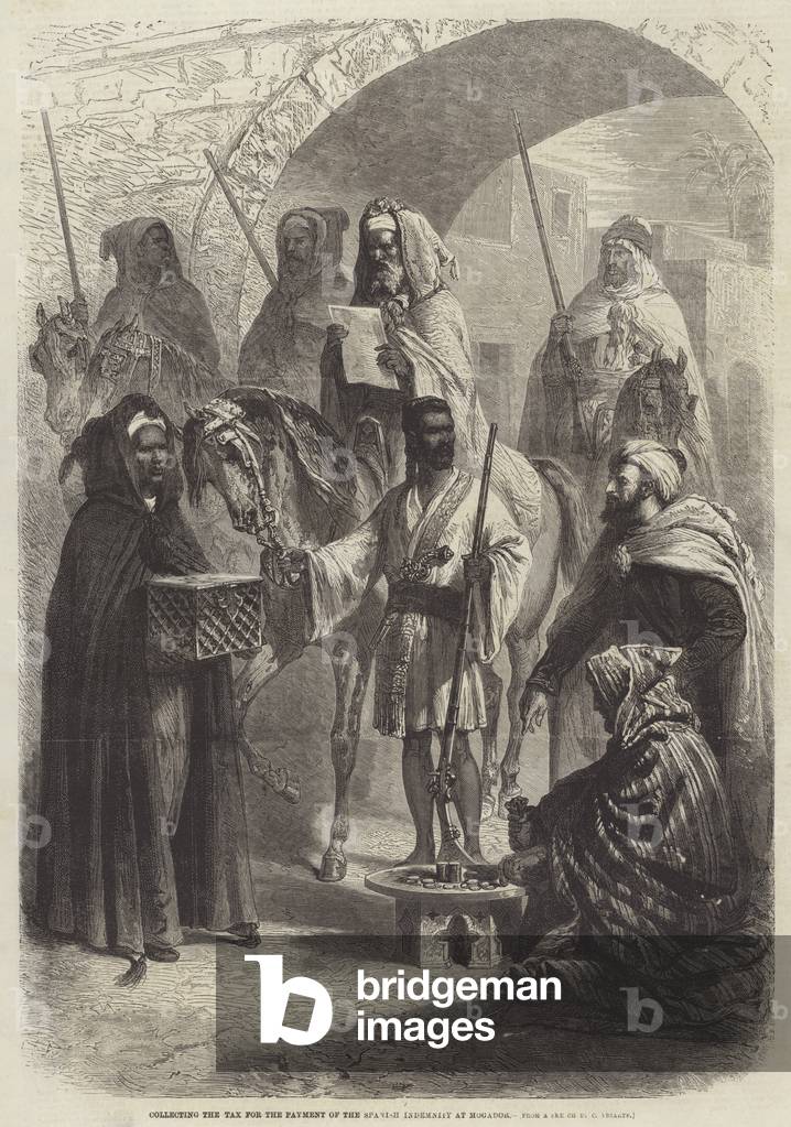 Collecting the Tax for the Payment of the Spanish Indemnity at Mogador (engraving)