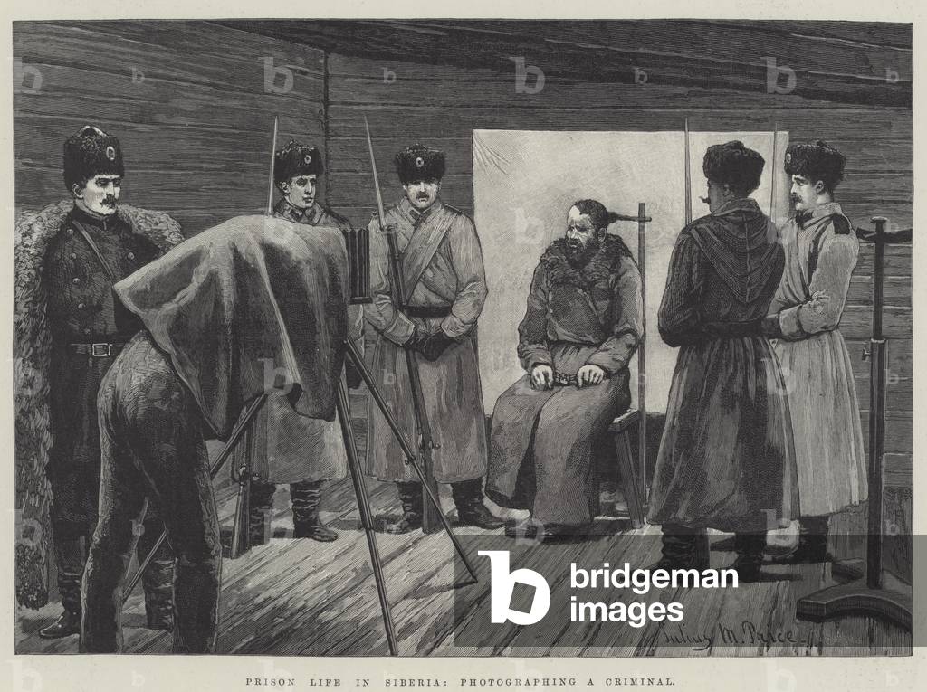 Prison Life in Siberia, photographing a Criminal (engraving)