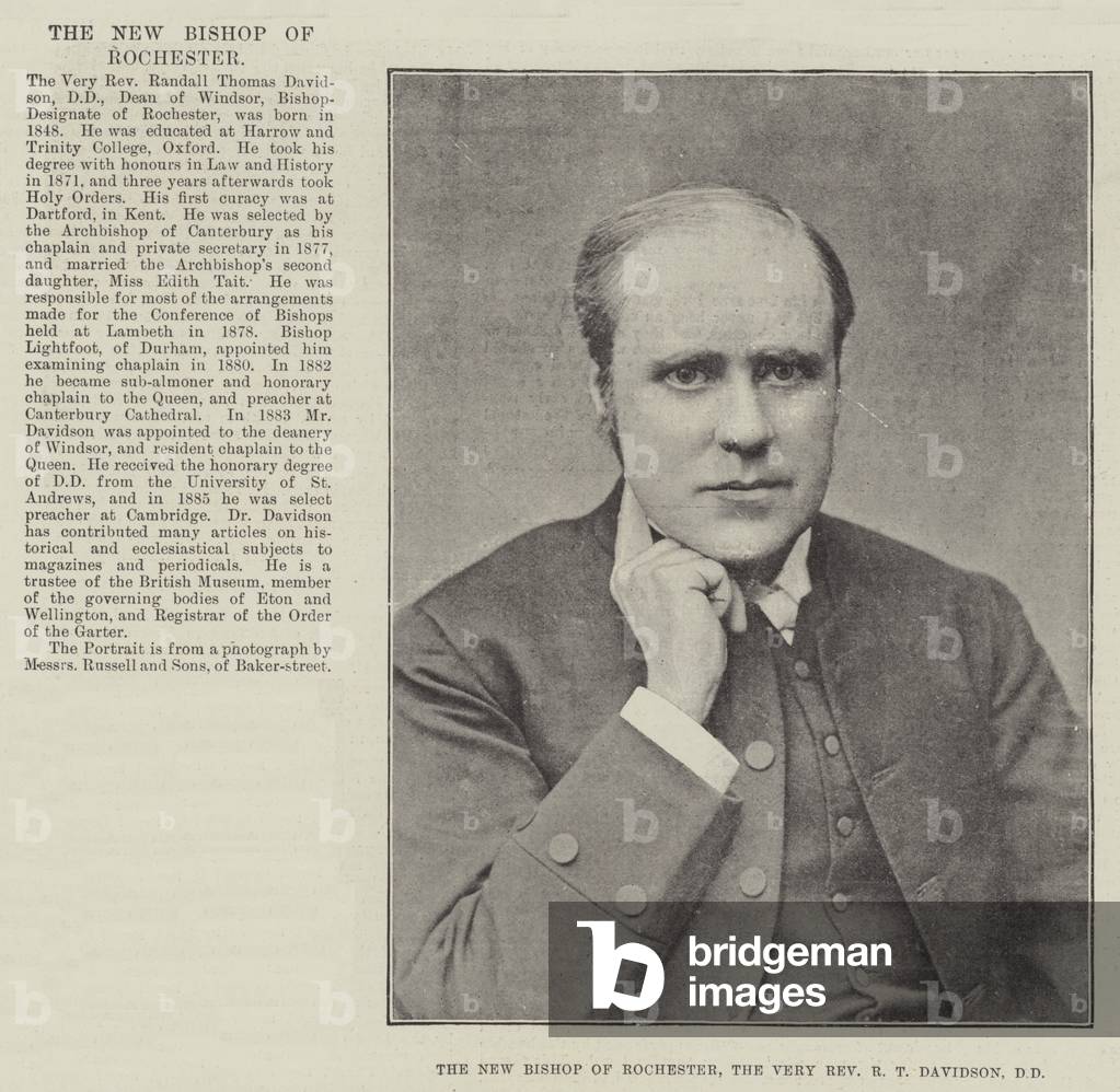 The New Bishop of Rochester, the Very Reverend R T Davidson, DD (b/w photo)