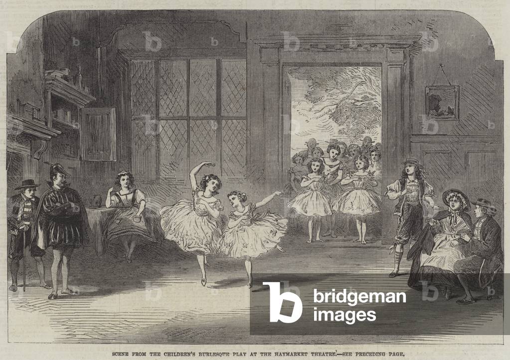 Scene from the Children's Burlesque Play at the Haymarket Theatre (engraving)