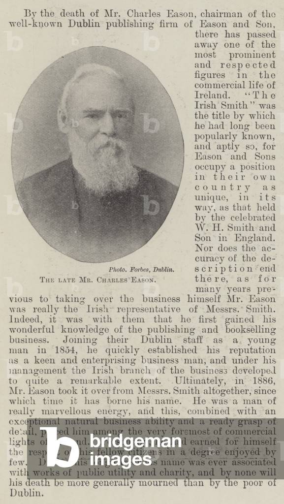 The late Mr Charles Eason (b/w photo)