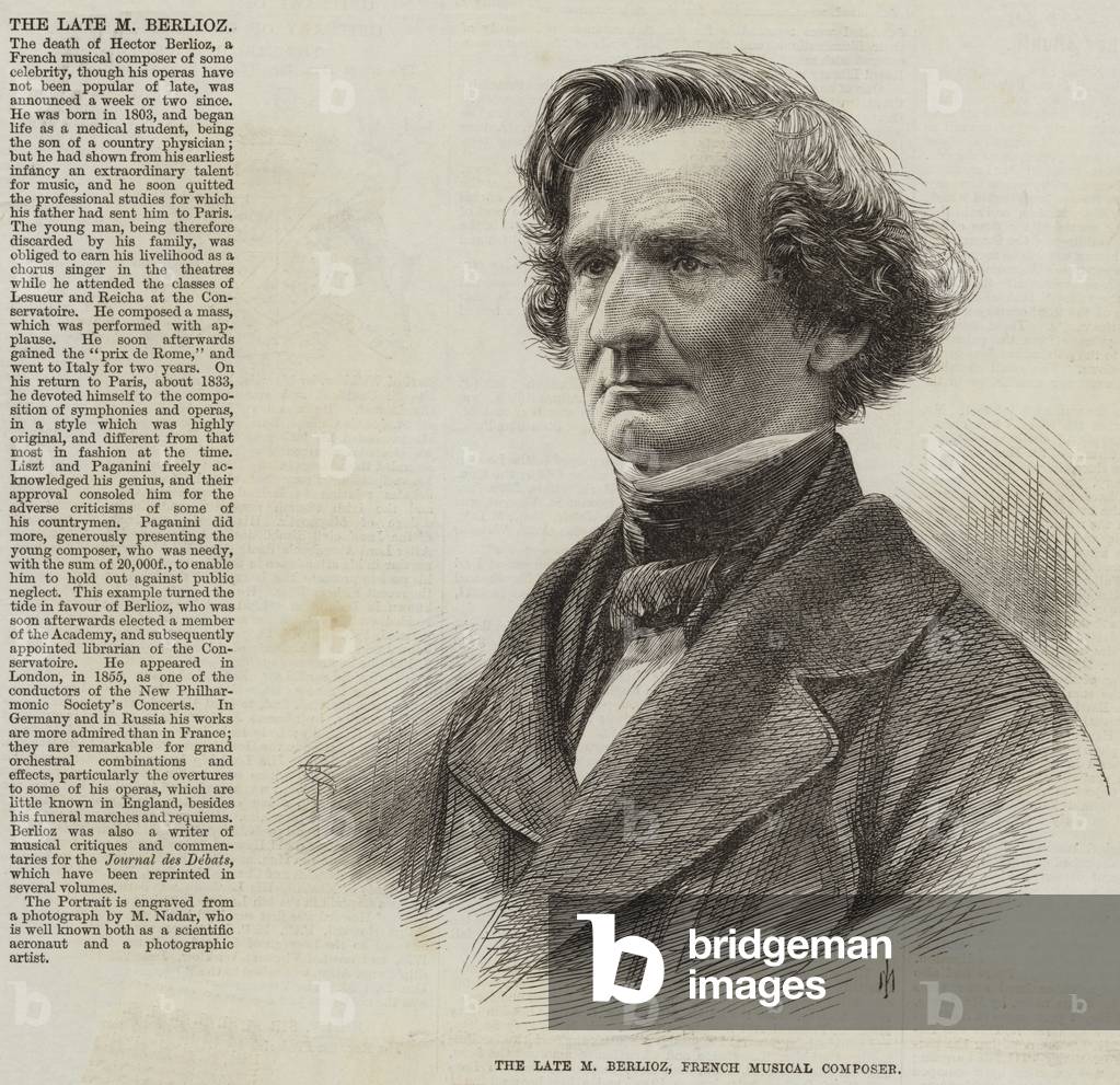 The Late M Berlioz, French Musical Composer (engraving)