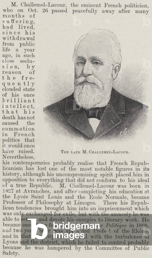 The late M Challemel-Lacour (engraving)