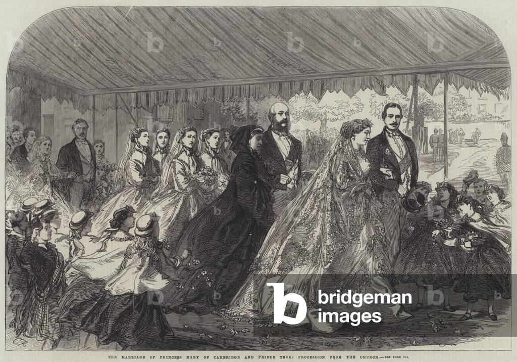 The Marriage of Princess Mary of Cambridge and Prince Teck, Procession from the Church (engraving)
