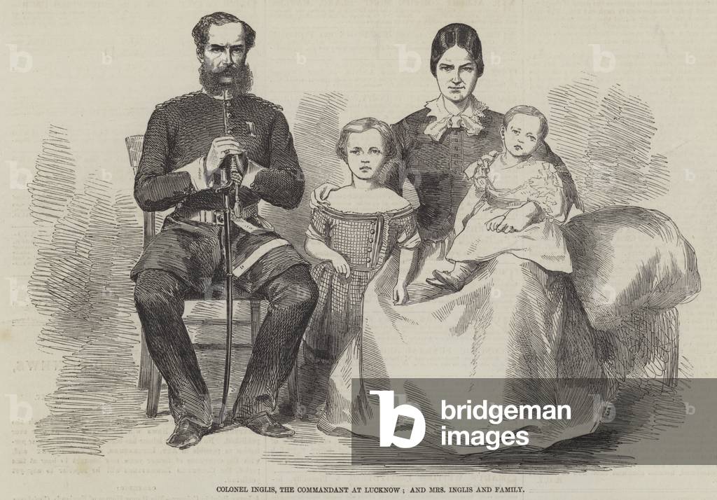 Colonel Inglis, the Commandant at Lucknow, and Mrs Inglis and Family (engraving)