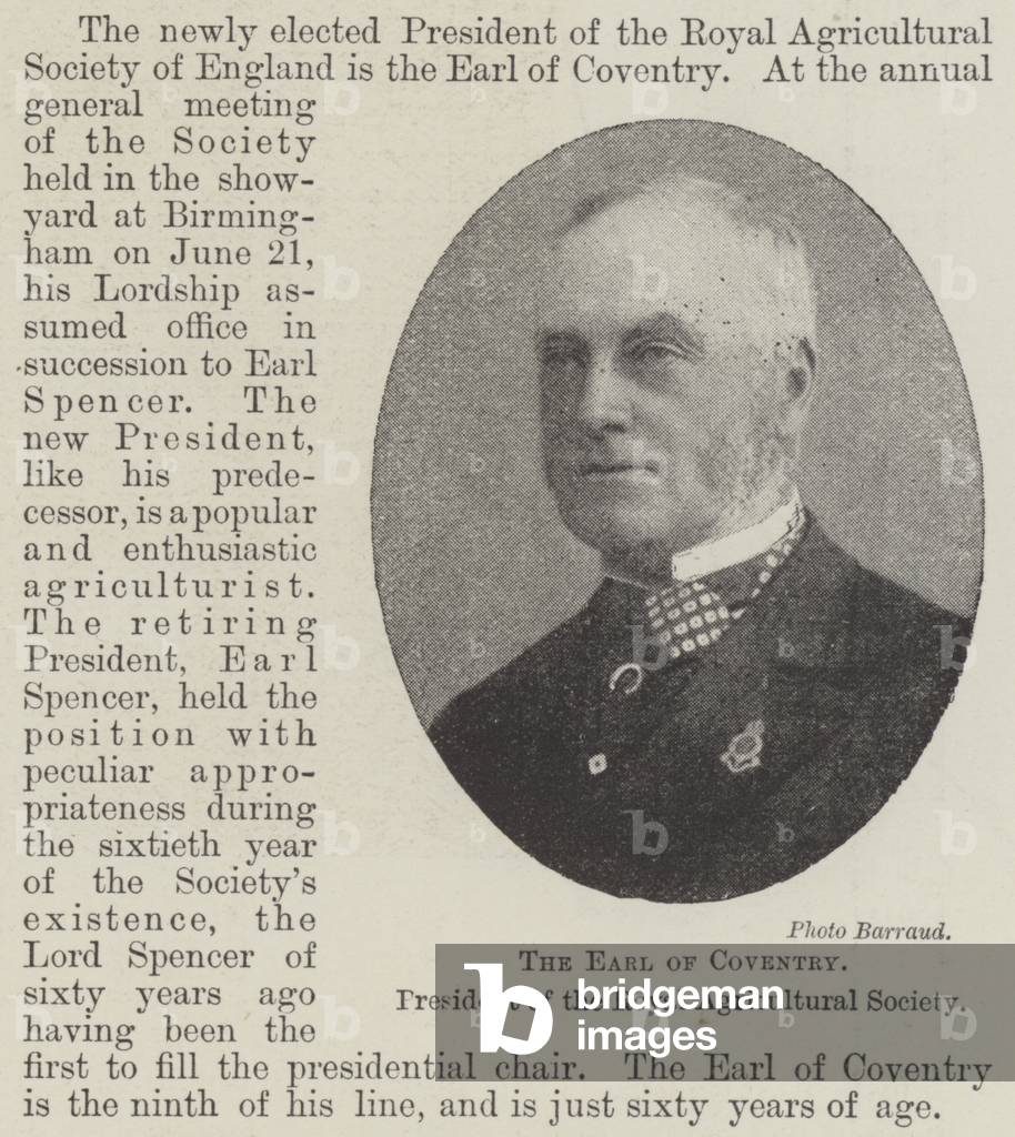 The Earl of Coventry, President of the Royal Agricultural Society (b/w photo)