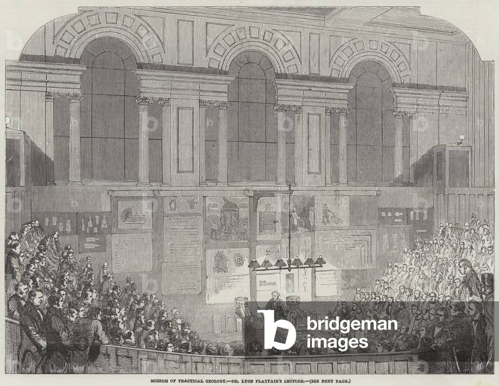 Museum of Practical Geology, Dr Lyon Playfair's Lecture (engraving)