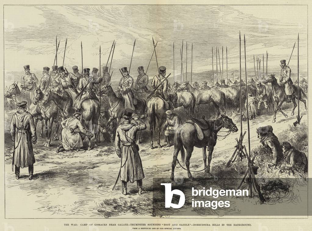 The War, Camp of Cossacks near Galatz, Trumpeter sounding 