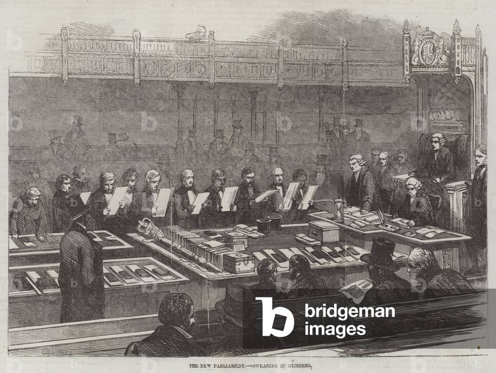 The New Parliament, Swearing In Members (engraving)